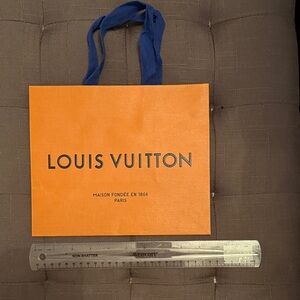 Louis Vuitton Bright Orange Tote with Blue Handles